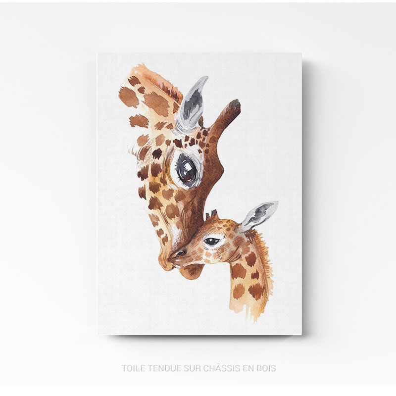 Tableau chambre enfant girafe sur toile tendue