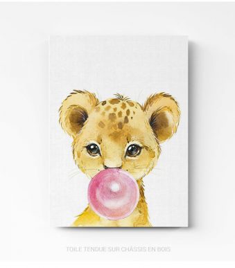 Tableau chambre enfant Lion sur toile tendue