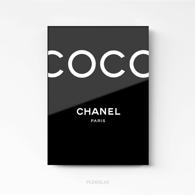 Tableau coco Chanel noir sur plexi