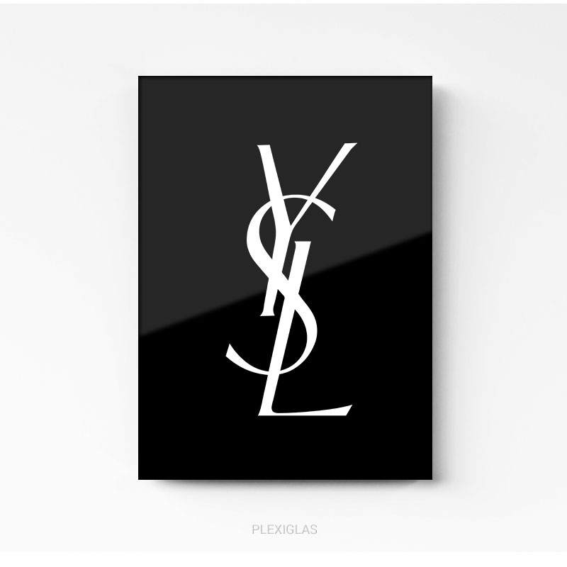 Tableau design logo Yves Saint Laurent sur plexi
