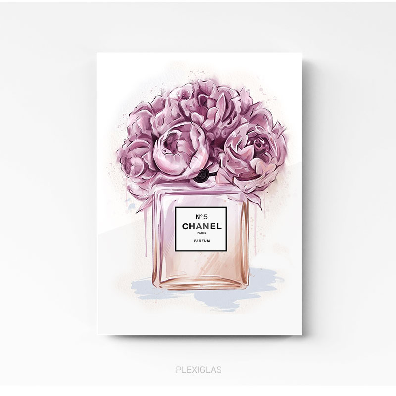 Tableau parfum Chanel N5 fleur sur plexi