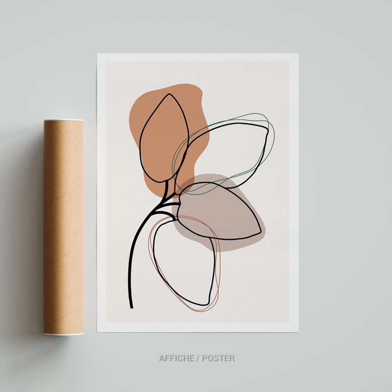 Tableau Design Line Art Flower affiche poster
