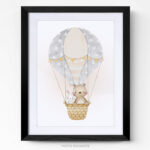 Tableau chambre enfant montgolfière cadre photo