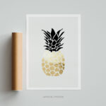 Tableau déco pour cuisine ( ananas or ) 2 affiche poster