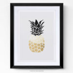 Tableau déco pour cuisine ( ananas or ) 2 cadre photo