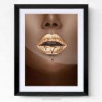 Femme bouche or tableau photo art home deco décoration murale cadre photo Affiche Poster portrait