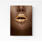 Femme bouche or tableau photo art home deco décoration murale cadre photo Affiche Poster portrait