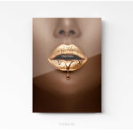 Femme bouche or tableau photo art home deco décoration murale cadre photo Affiche Poster portrait