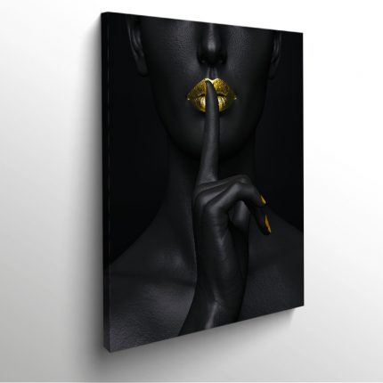 Femme noire bouche or tableau photo art home deco décoration murale cadre photo Affiche Poster portrait
