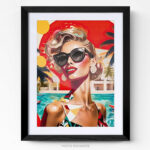 femme vintage pin-up lunette Retro lunettes vintage photo art home deco décoration murale cadre photo Affiche Poster portrait