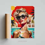 femme vintage pin-up lunette Retro lunettes vintage photo art home deco décoration murale cadre photo Affiche Poster portrait