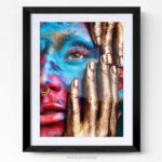 femme peinture visage mains en or photo art home deco décoration murale cadre photo Affiche Poster portrait