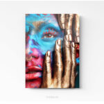 femme peinture visage mains en or photo art home deco décoration murale cadre photo Affiche Poster portrait
