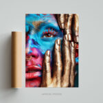 femme peinture visage mains en or photo art home deco décoration murale cadre photo Affiche Poster portrait