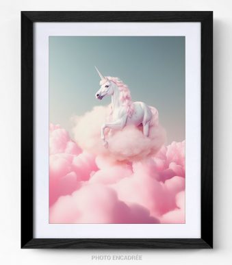 Tableau deco licorne rose unicorn pink photo art home deco décoration murale cadre photo Affiche Poster