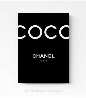 Tableau coco Chanel noir sur toile tendue