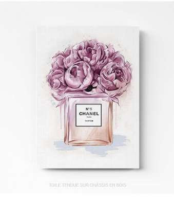 Tableau parfum Chanel N5 fleur sur toile tendue